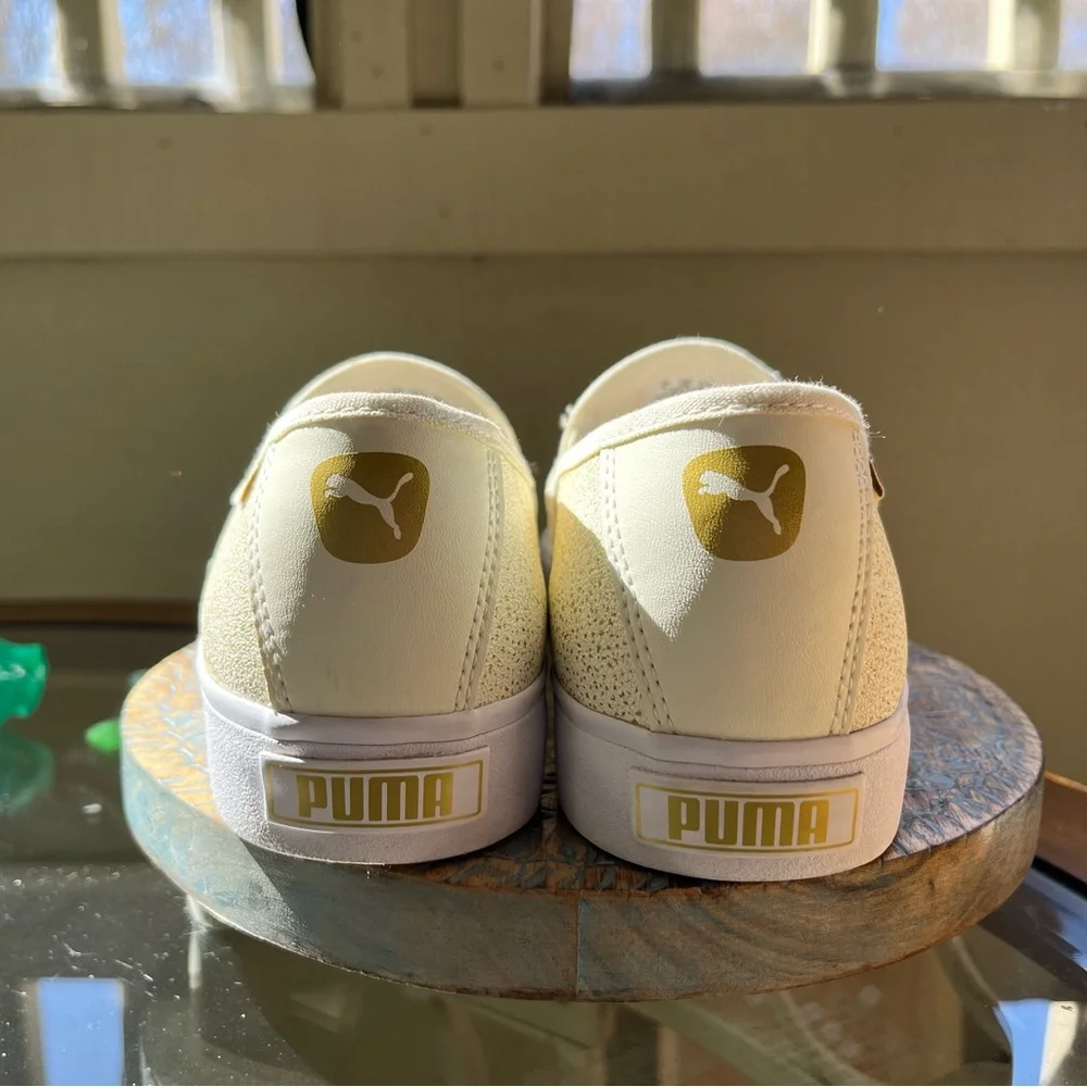 ⚜️PUMA⚜️- Gold/Cream Speckled Slip-on Sneakers-size-8.5 - Picture 2 of 8